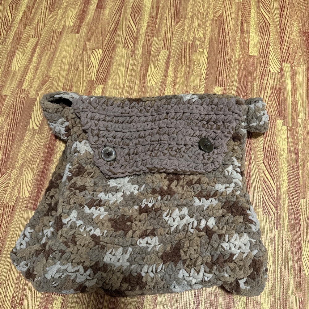 Crochet Brown and Tan Backpack Bag
